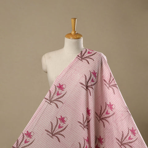 Mughal butta hand pure mul cotton sanganeri fabric 26