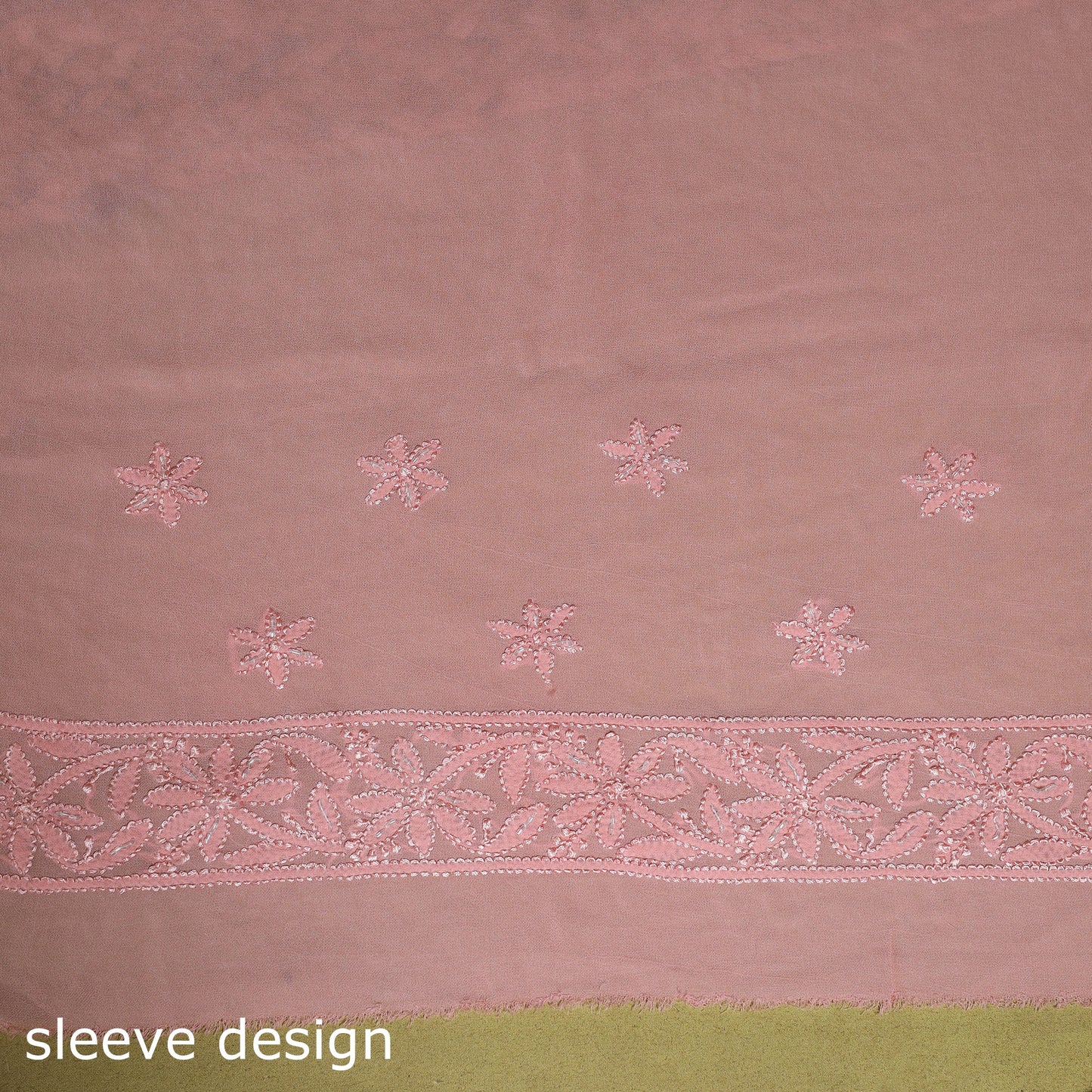 Pink - mukaish hand embroidered georgette heavy beadwork