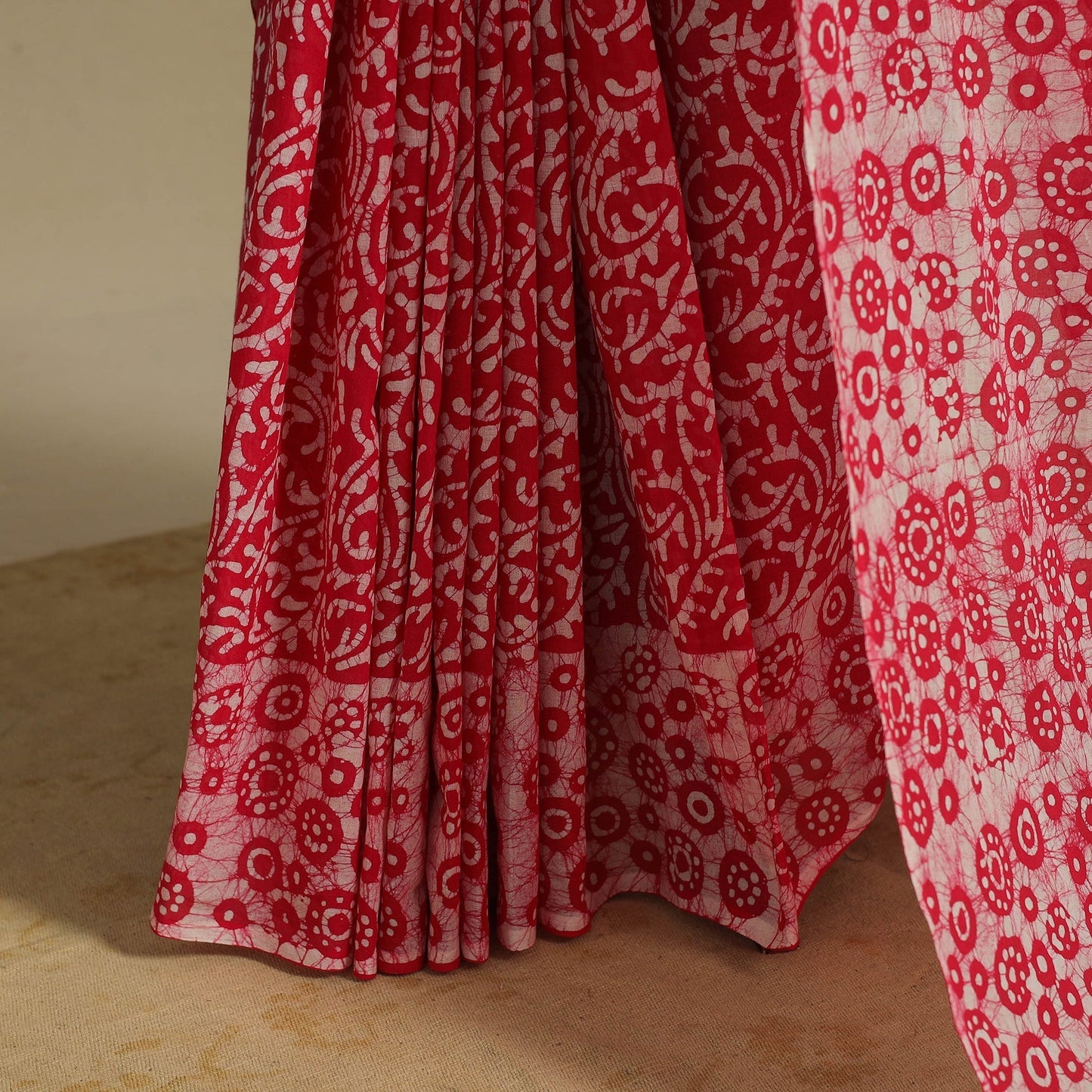 Pink - mul cotton hand batik saree 26 - handcrafted