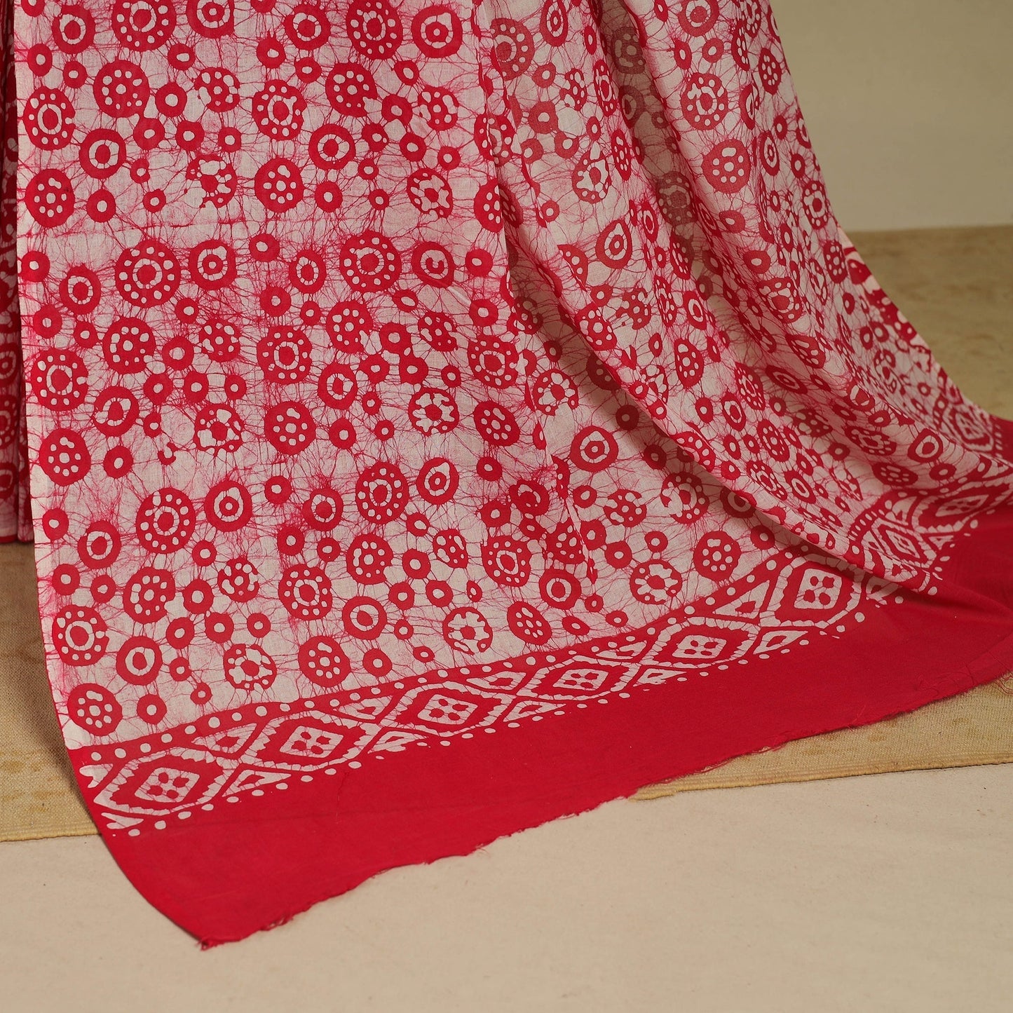 Pink - mul cotton hand batik saree 26 - handcrafted