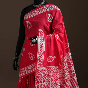 Mul cotton hand batik saree 04 - handcrafted