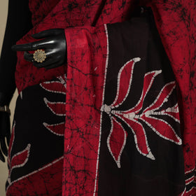 Pink - mul cotton hand batik saree 04 - handcrafted