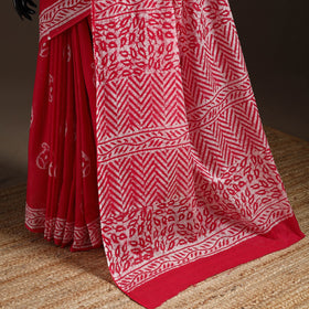 Mul cotton hand batik saree 04 - handcrafted