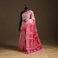 Pink - mul cotton hand batik saree 20 - handcrafted