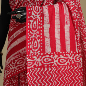 Pink - mul cotton hand batik saree 25 - handcrafted