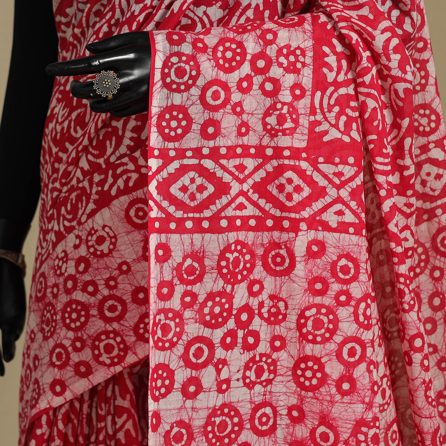 Pink - mul cotton hand batik saree 26 - handcrafted