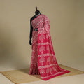 Pink - mul cotton hand batik saree 69 - handcrafted
