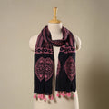  Pink Mul Cotton Hand Batik Print Stole with Tassels