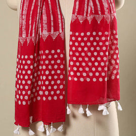 Pink - mul cotton hand batik stole with tassels 67