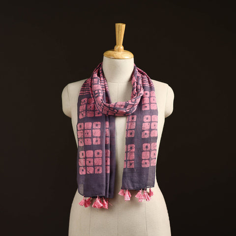 Mul cotton kutch hand batik stole with tassels 26