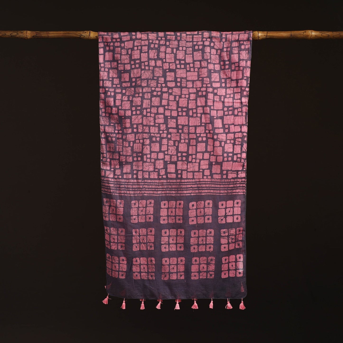 Mul cotton kutch hand batik stole with tassels 26