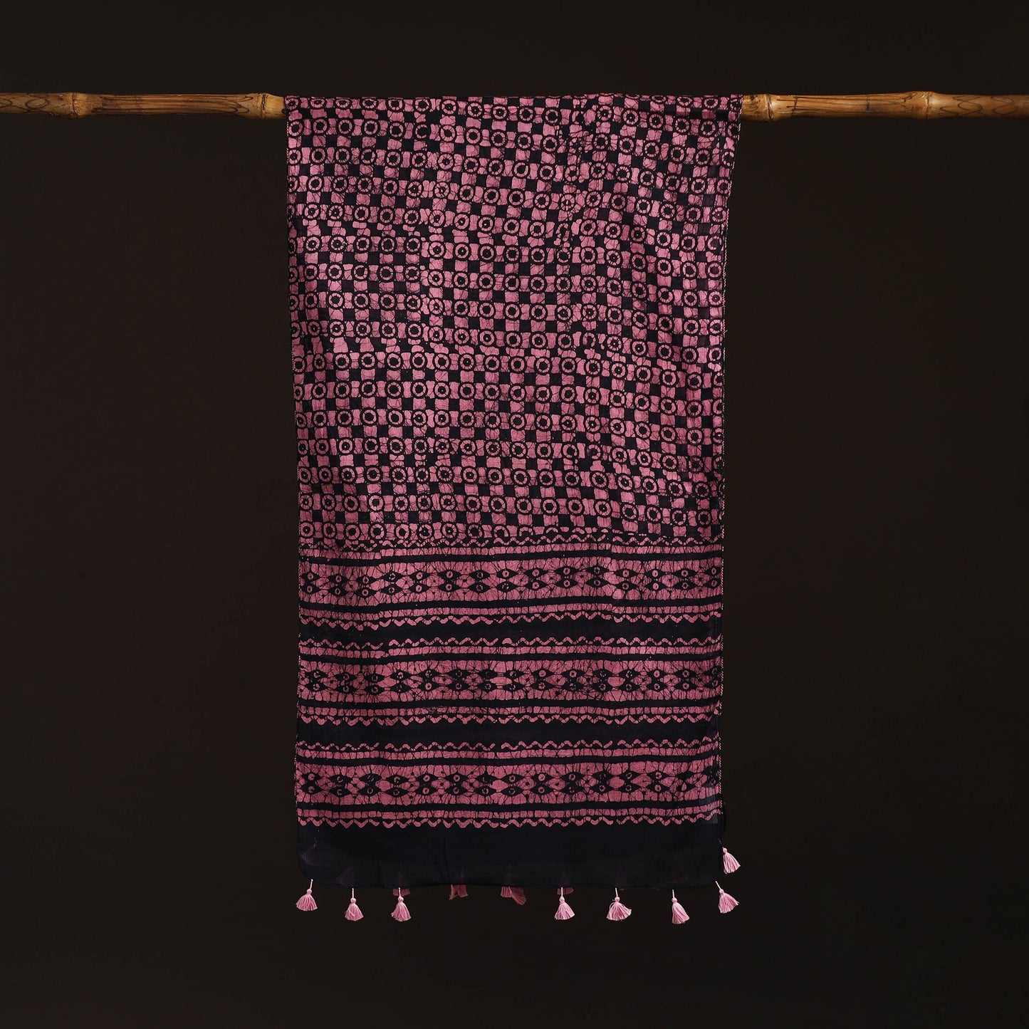 Mul cotton kutch hand batik stole with tassels 28