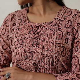 Buy Block Print Mul Cotton Straight Bagh Kurta For Women