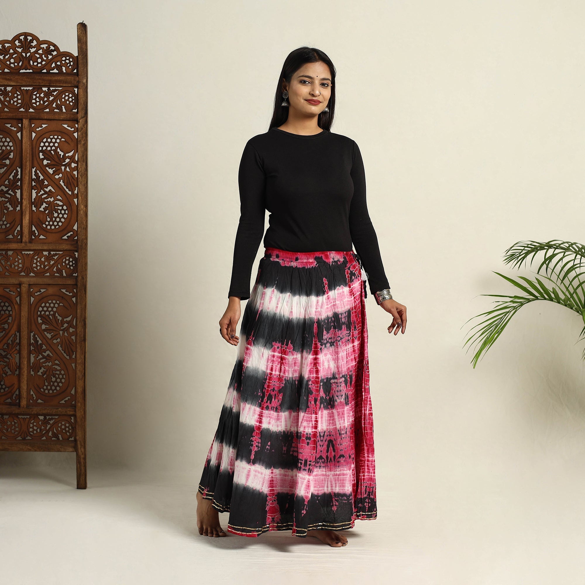 Multicolor - Cotton Long Shibori Tie-Dye Skirt 14