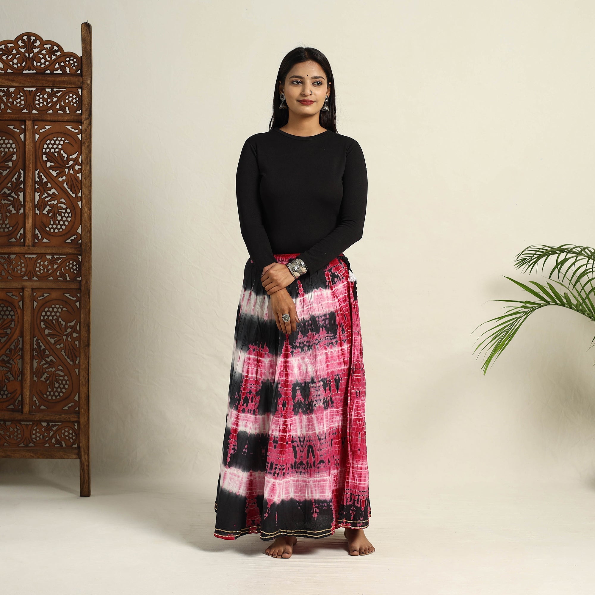 Multicolor - Cotton Long Shibori Tie-Dye Skirt 14