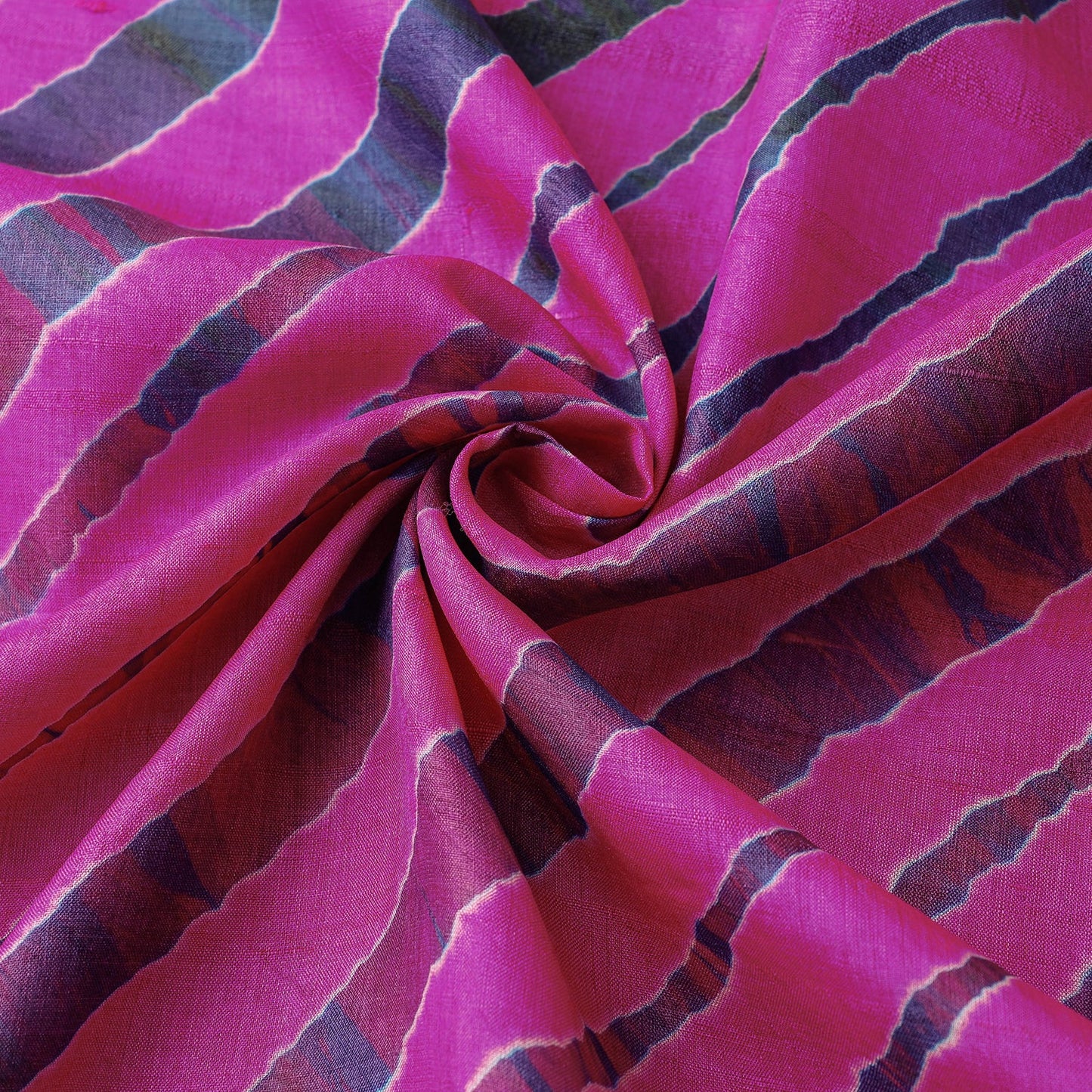 Pink Leheriya Tie-Dye Tussar Silk Handloom Fabric 