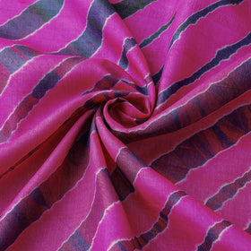 Pink Leheriya Tie-Dye Tussar Silk Handloom Fabric 