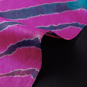 Pink Leheriya Tie-Dye Tussar Silk Handloom Fabric 
