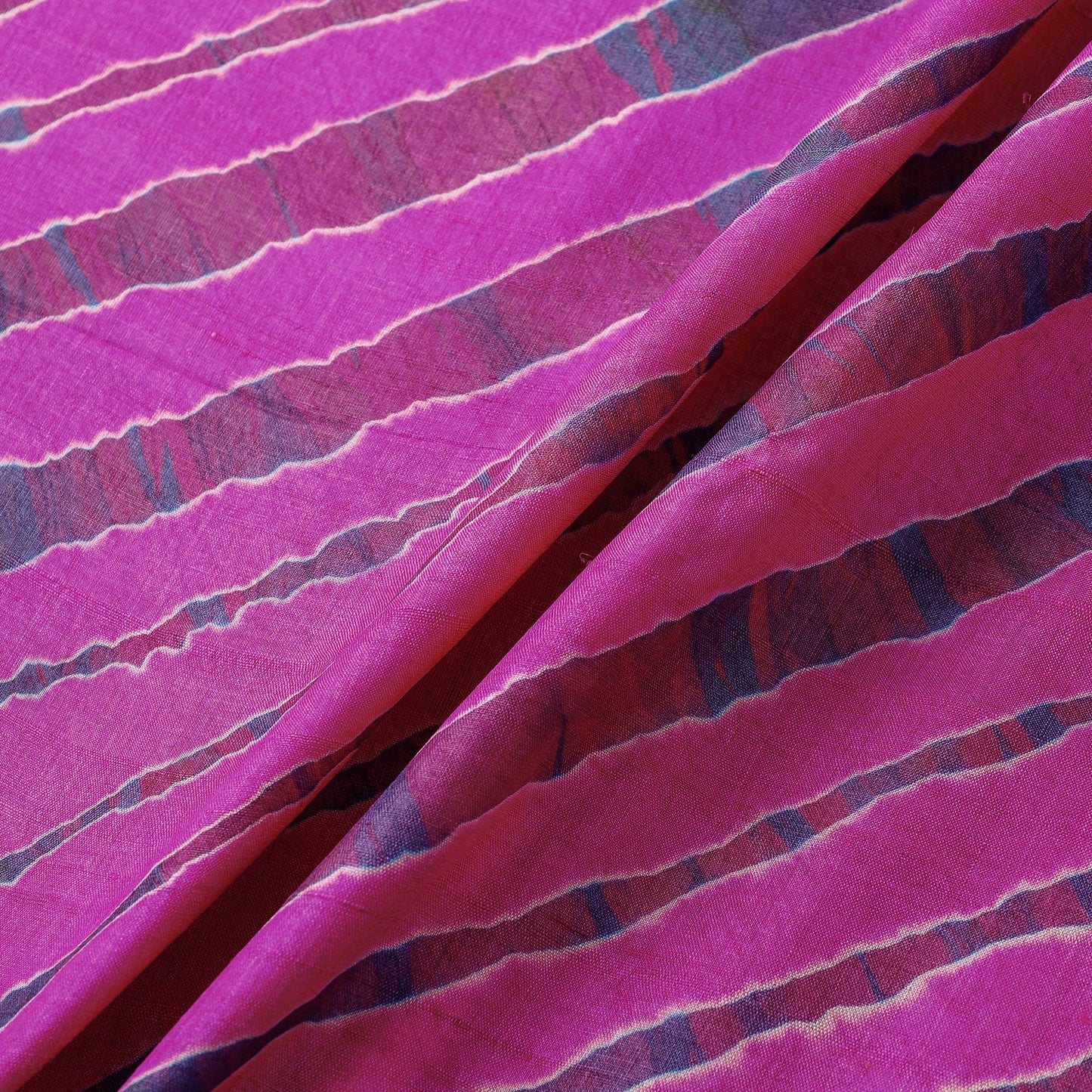 Pink Leheriya Tie-Dye Tussar Silk Handloom Fabric 