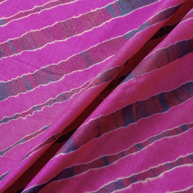 Pink Leheriya Tie-Dye Tussar Silk Handloom Fabric 