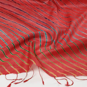 Buy Multicolour Leheriya Tie-Dye Tussar Silk Handloom Stole with Tassels Online at iTokri.com