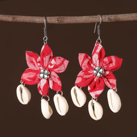 Pink - naaz fabart phool kali shell earrings - handcrafted
