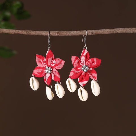 Pink - naaz fabart phool kali shell earrings - handcrafted