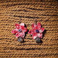 Pink - naaz handcrafted gs fabart phool kali earrings