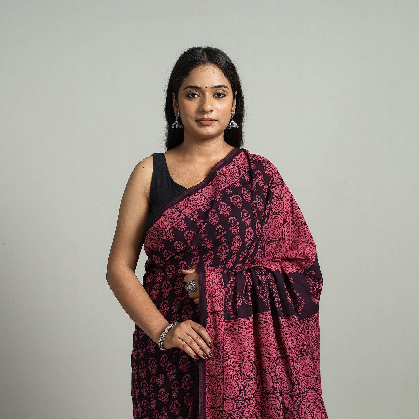 Pink Bagh Print Cotton Saree Online from Madhya Pradesh 