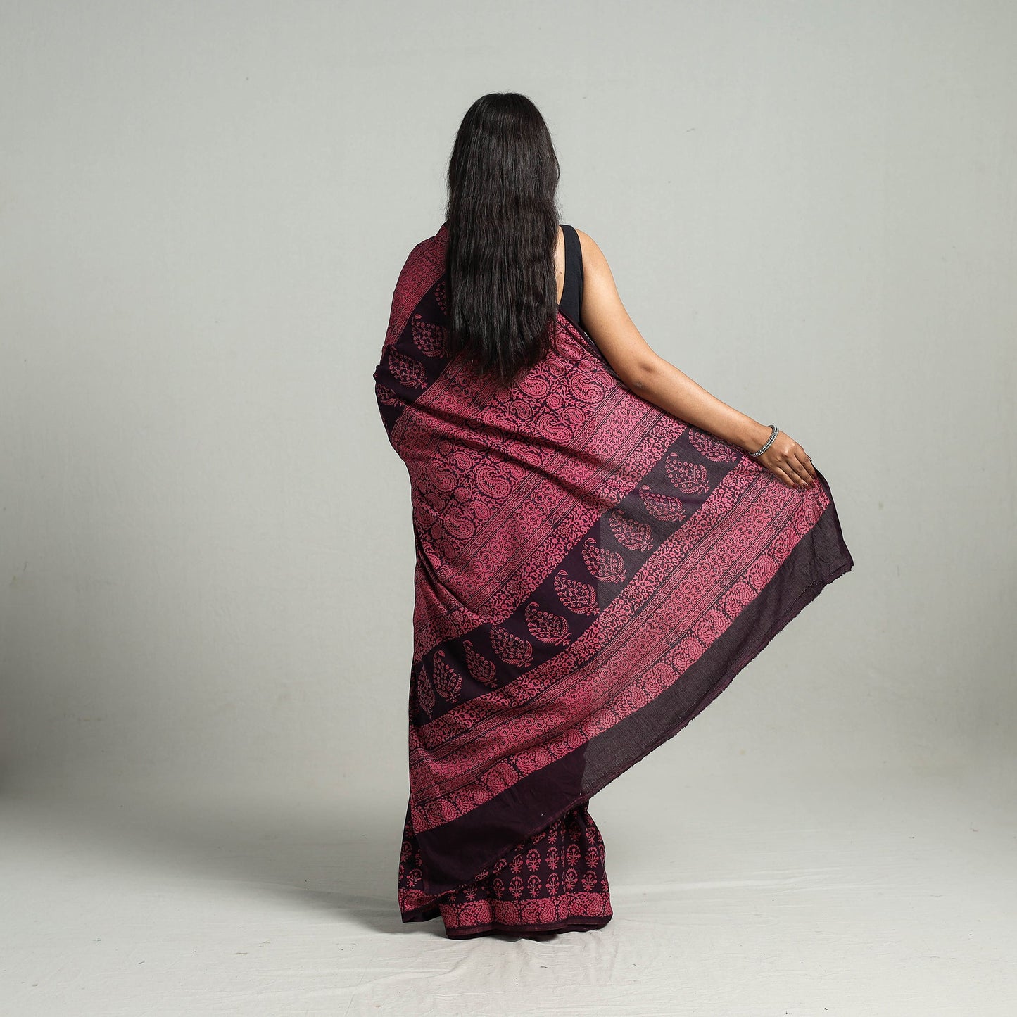 Pink Bagh Print Cotton Saree Online from Madhya Pradesh 