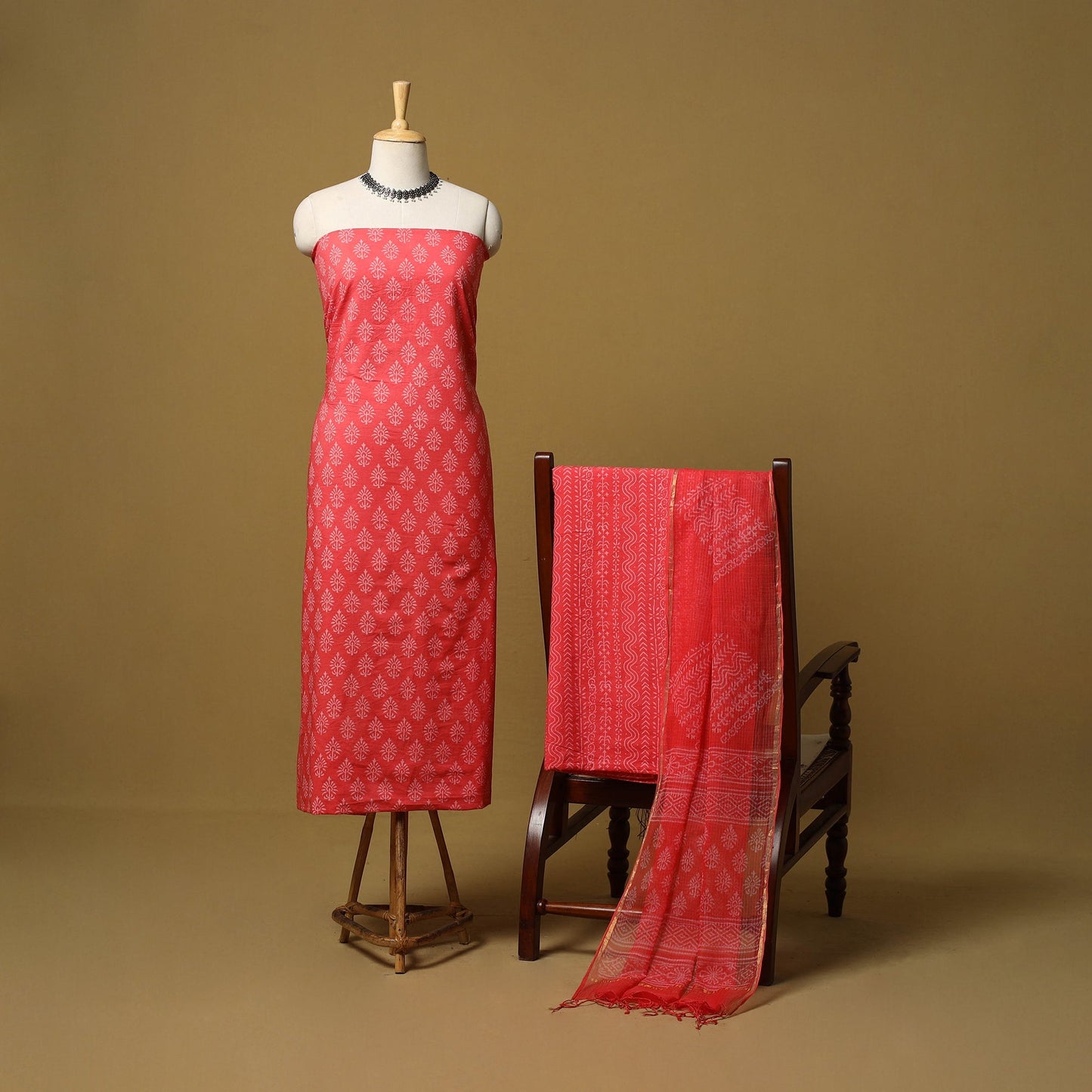 Natural dyed bagru cotton 3pc unstitched dress material 10