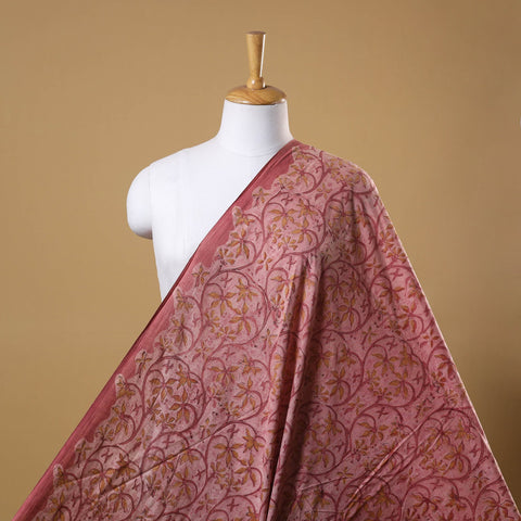 Pink Natural Dyed Bagru Ajrakh Dabu Print Fabric