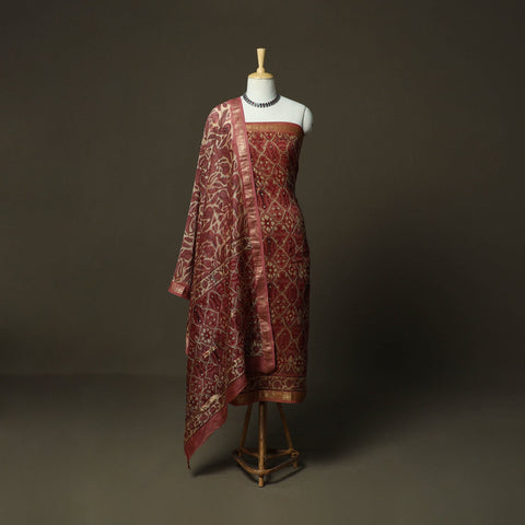 Natural dyed block print maheshwari silk vanaspati bagru