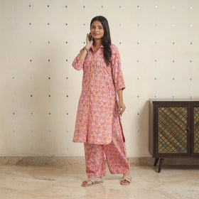 Pink - natural dyed cotton bagru dabu co-ord set 12