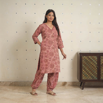 Pink - natural dyed cotton bagru dabu co-ord set 02
