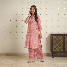 Pink - natural dyed cotton bagru dabu co-ord set 12
