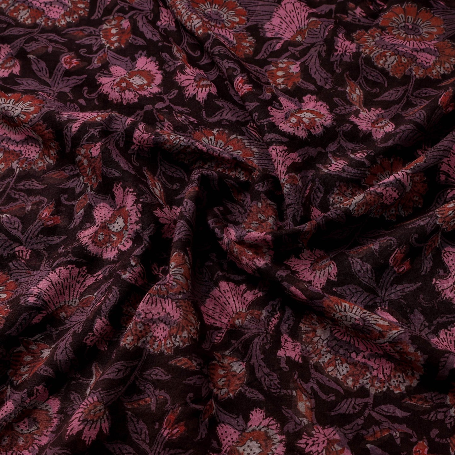 Natural dyed cotton hand jahota fabric 08 - handcrafted