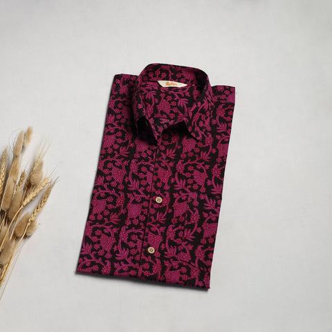 Natural dyed cotton men half sleeve hand bagh shirt 05