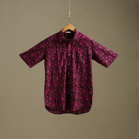 Natural dyed cotton men half sleeve hand bagh shirt 05
