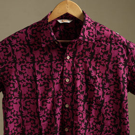 Natural dyed cotton men half sleeve hand bagh shirt 05