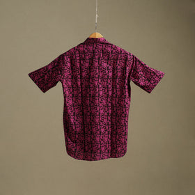 Natural dyed cotton men half sleeve hand bagh shirt 05
