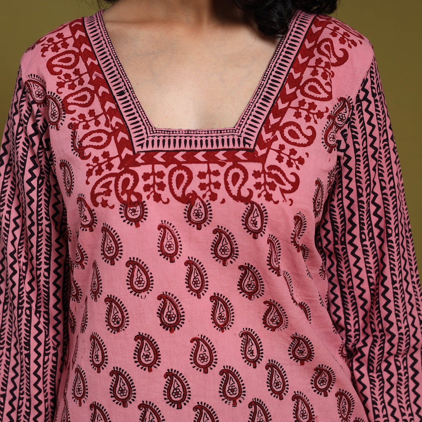 Pink - natural dyed cotton straight bagh kurta 10