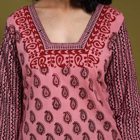 Pink - natural dyed cotton straight bagh kurta 10