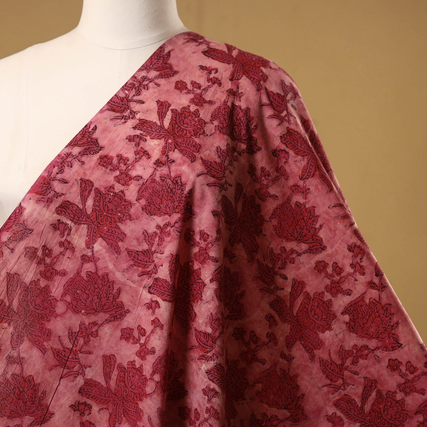 Natural dyed cotton vanaspati bagru fabric 10 - handcrafted