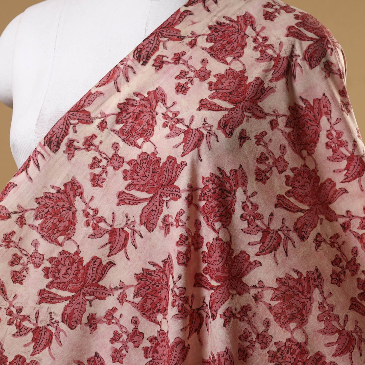 Pink - natural dyed cotton vanaspati bagru fabric 12