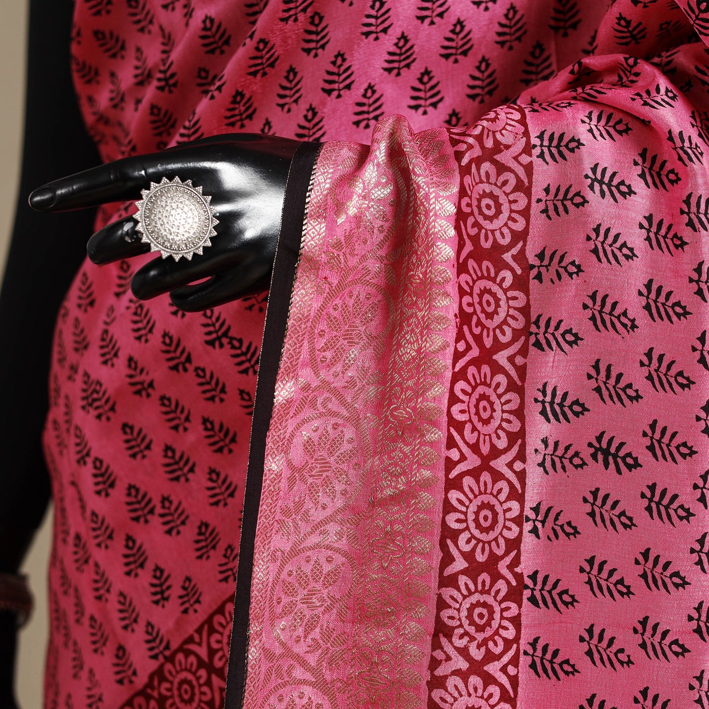 Pink - natural dyed dola silk bagh saree with zari border