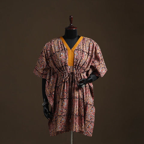 Natural dyed hand block kalamkari print cotton kaftan