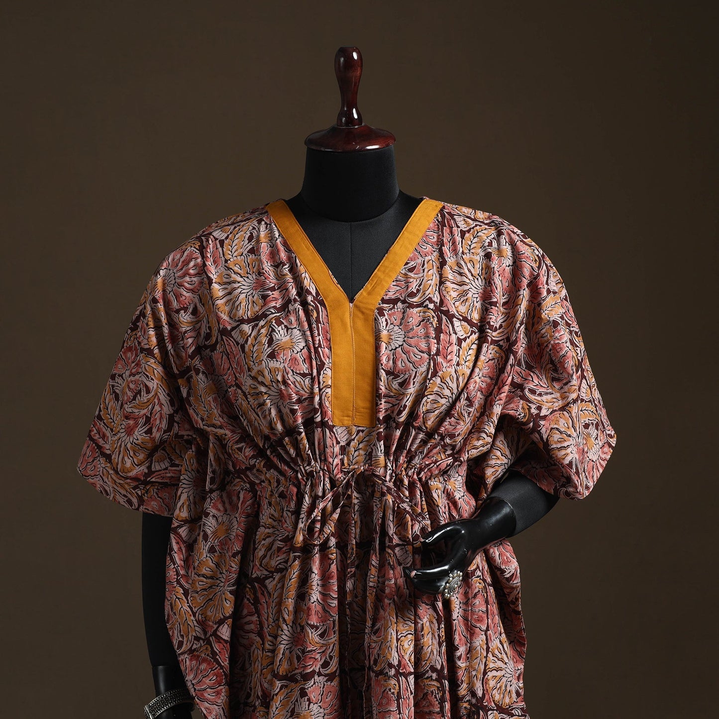 Natural dyed hand block kalamkari print cotton kaftan