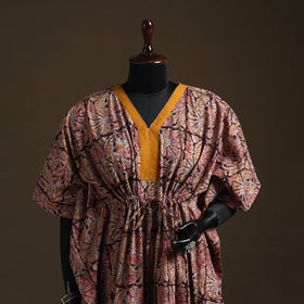 Natural dyed hand block kalamkari print cotton kaftan