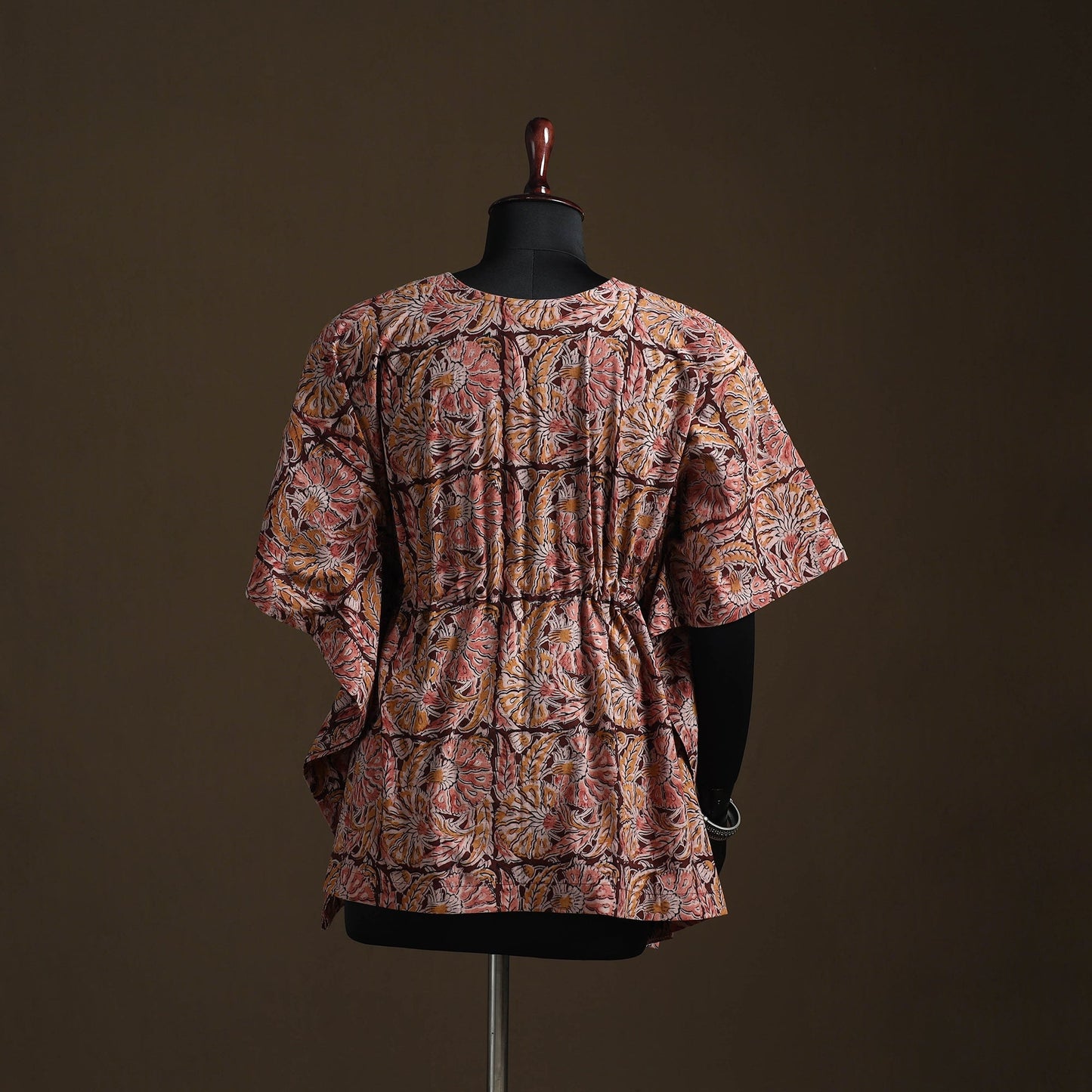 Natural dyed hand block kalamkari print cotton kaftan